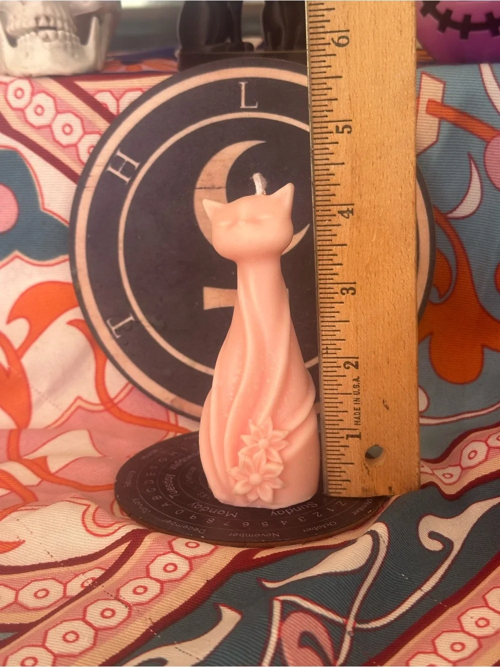 Peach Floral Cat Candle